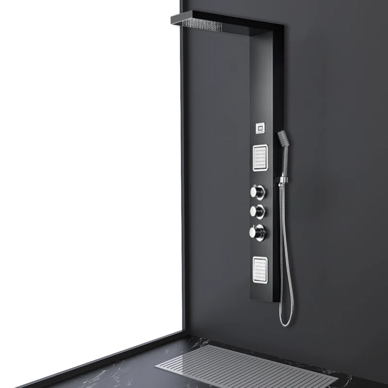 Multi-Function High Quality 304 Stainless Steel Black Rainfall Shower Panel System For Bathroom