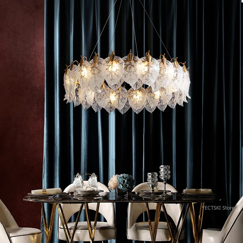 French style light luxury Nordic post-modern minimalist restaurant chandelier, bedroom art lighting fixture, crystal lamp