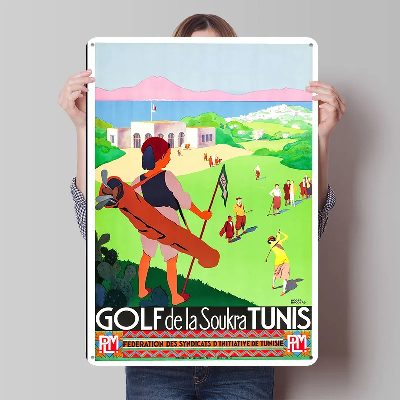 Golf De La Soukra Tunis Tin Plaque Poster Customized Retro Wall Art Vintage Metal Signs for Room Bathroom Decor Home Decorations