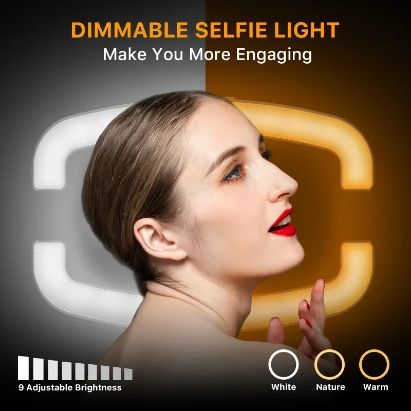 P99W/P99X 360 Rotation Selfie Stick Tripod LED Selfie Light with Stand Open-Rectangular Light for Makeup/Live Stream