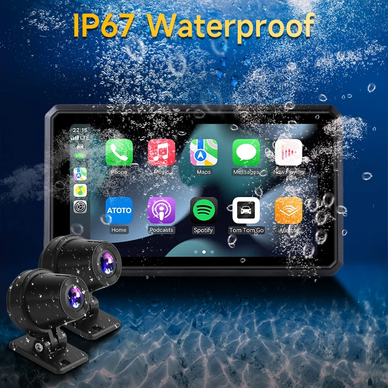 كاميرا دراجة نارية محمولة JMCQ ، DVR IPX7 مقاومة للماء ، شاشة عرض سيارة لاسلكية ، واي فاي ، نظام تحديد المواقع ، كاميرا لوحة القيادة ، مراقبة السيارات ، 2K