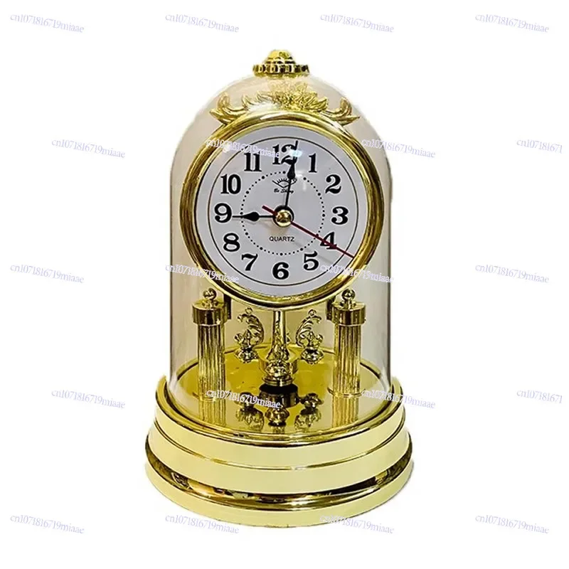 Retro Living Room Clock Silent Desk Clock Hall Bedroom Office European Style Rotating Ornaments