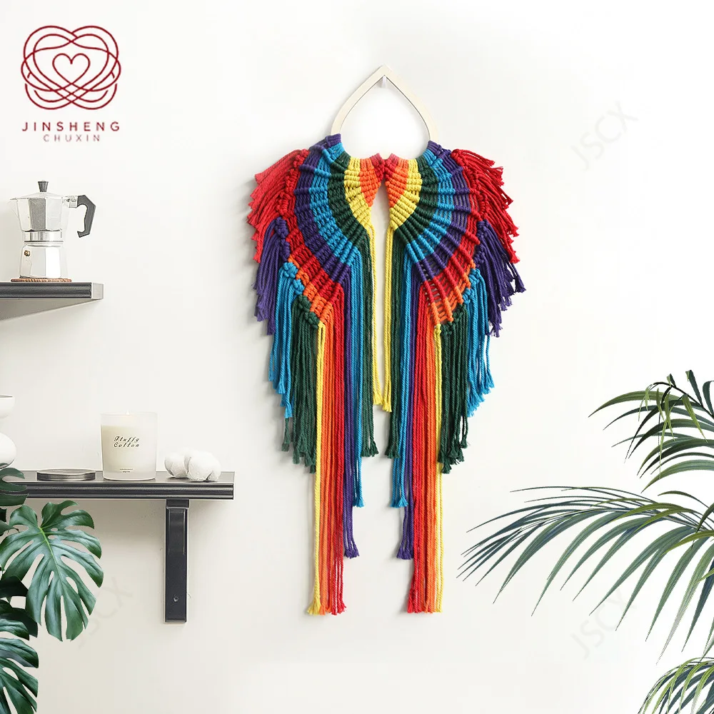 

New Creative Colorful Angel Tapestry Bohemian Handwoven Tapestry Wings Wall Hanging for Home Decor Kid Girl Room Wall Decoration