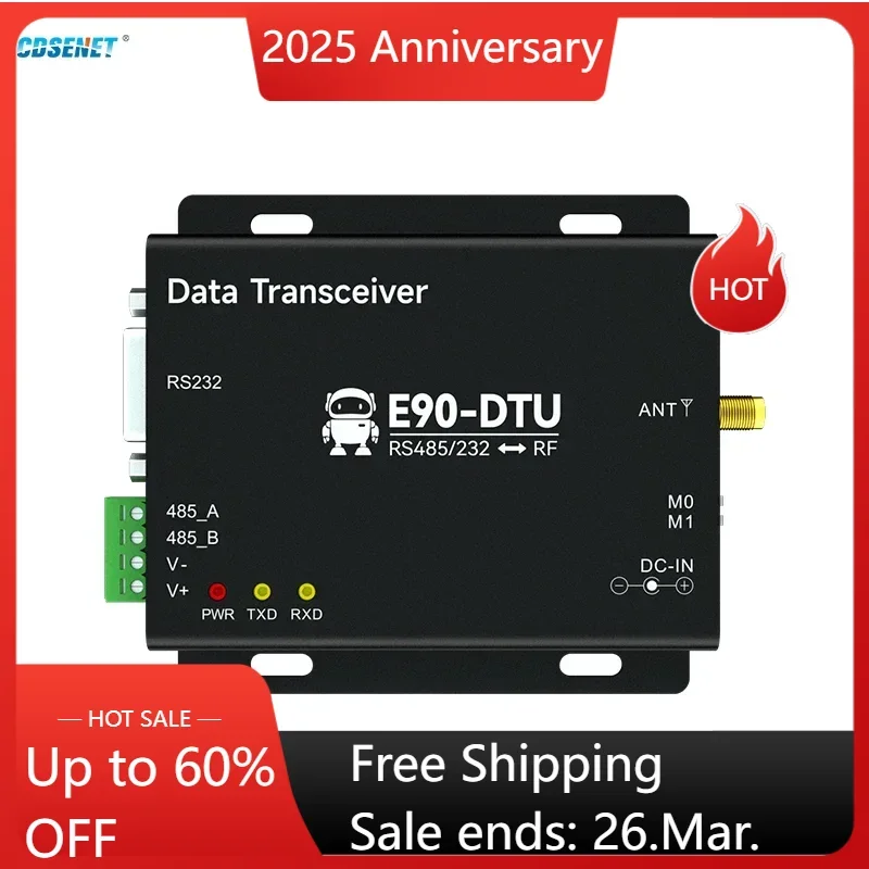 SX1262 SX1268 E90-DTU(400SL30) LoRa Relay 30dBm RS232 RS485 433MHz 470MHz Modbus Receiver LBT RSSI Wireless RF Transceiver