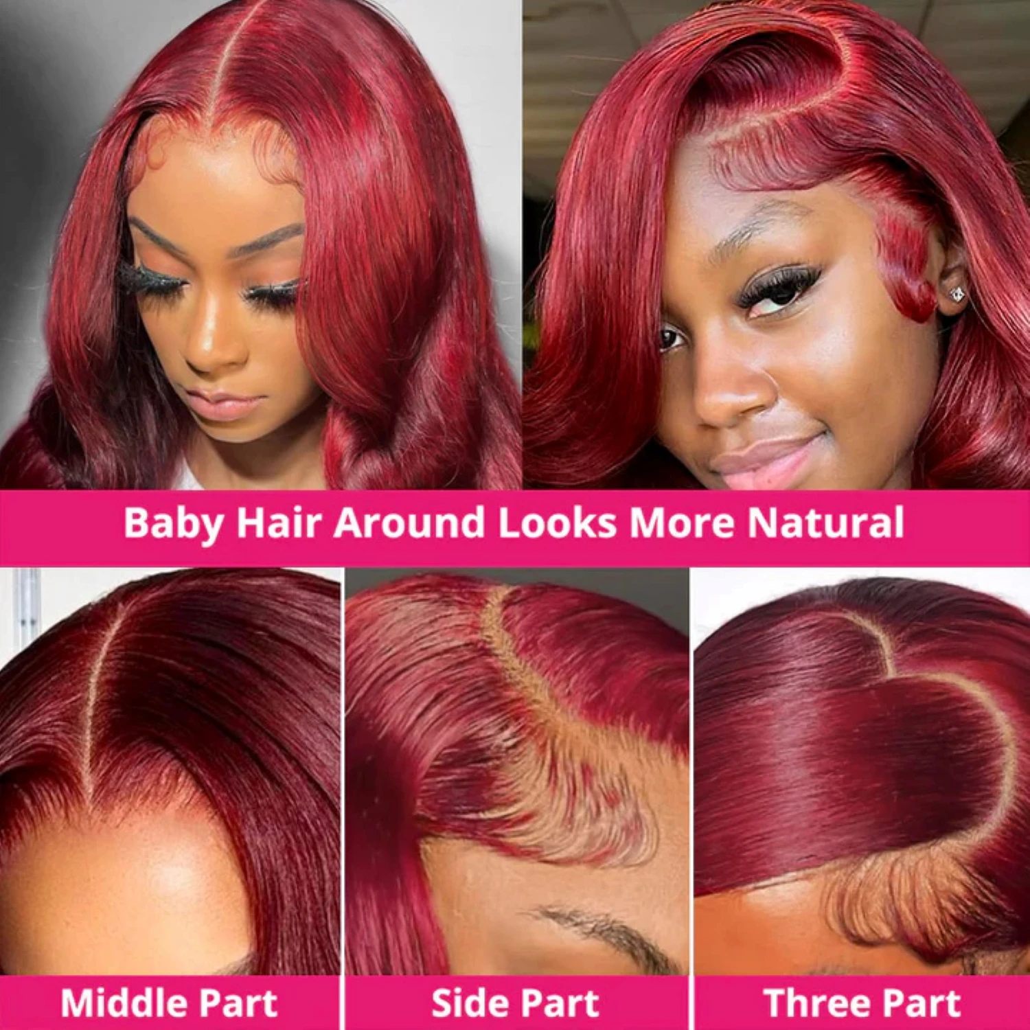 30 40 Inch 13x4 99j Burgundy Body Wave Lace Front Human Hair 13x6 Hd Transparent Lace Frontal Wig Brazilian For Black Women image 4