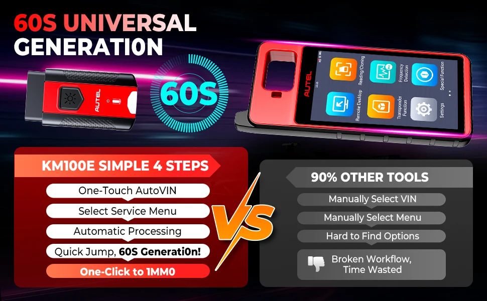 Autel MaxiIM KM100 KM100E KM100X Key Fob Programmer IMMO Tool 60s Universal Key Generation OBD Key Learning for 90% Cars Chip Read/Write/Clone 2 IKEY