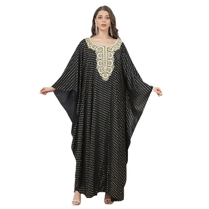 

Europe, America and the Middle East cross-border foreign trade Muslim robe temperament elegant lace bronzing ethnic style dress
