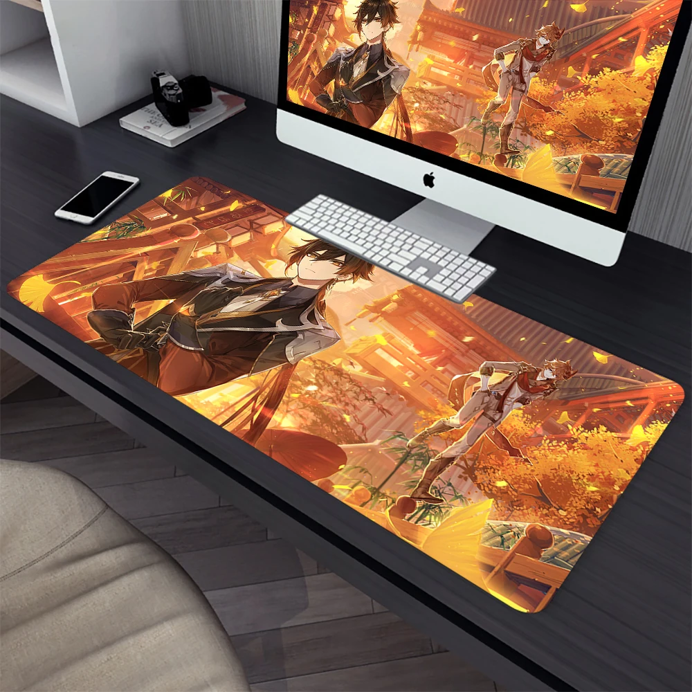 Genshin Impact Tartaglia Zhongli Large Gaming Mouse Pad Computer Mousepad PC Gamer Laptop Mouse Mat Office Keyboard Mat Desk Pad