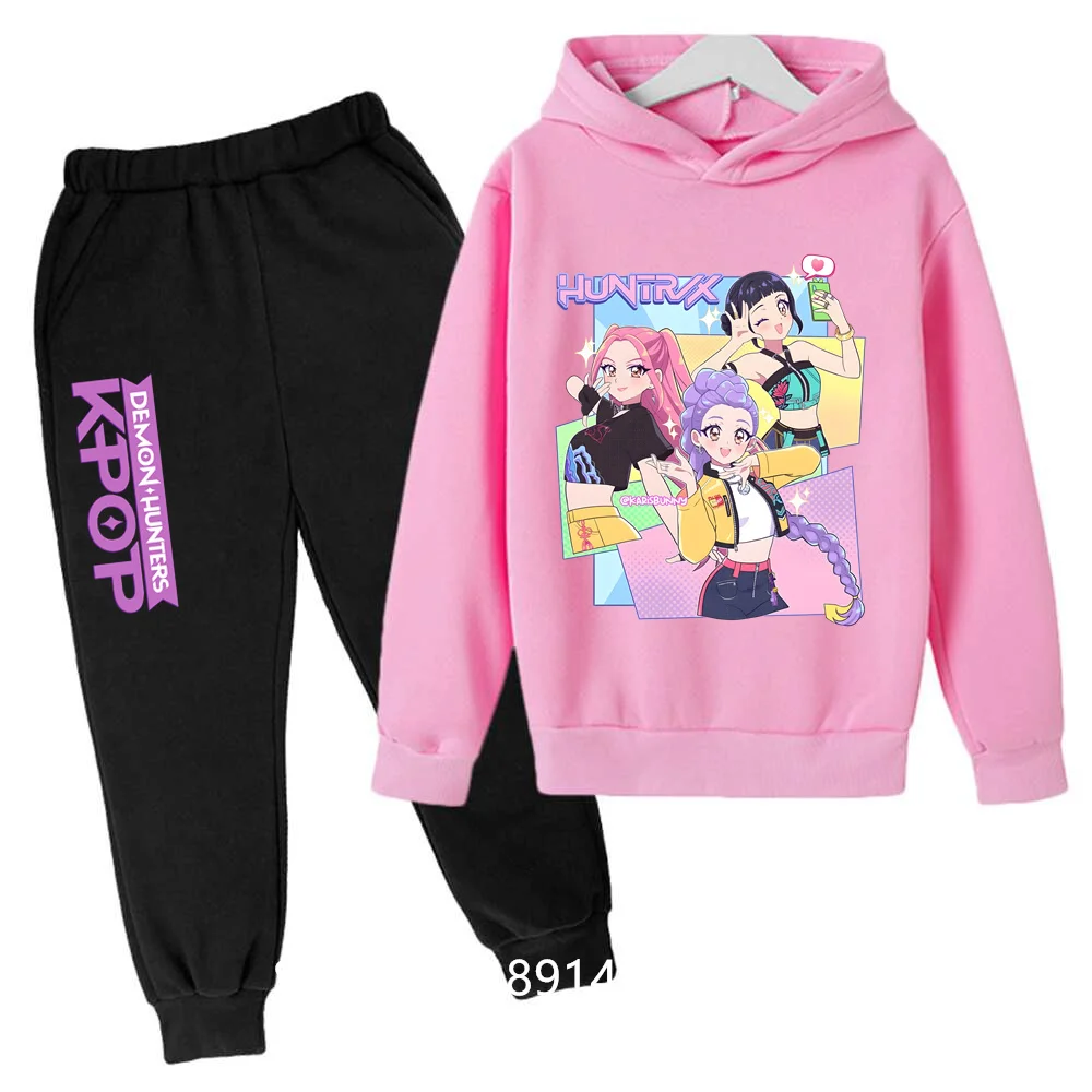 

Hoodies Kpop Demon Hunters Pullover Sweatshirt Trucksuit Cartoon Girls Boy Kids Clothes2025 movie korean style Sets Children