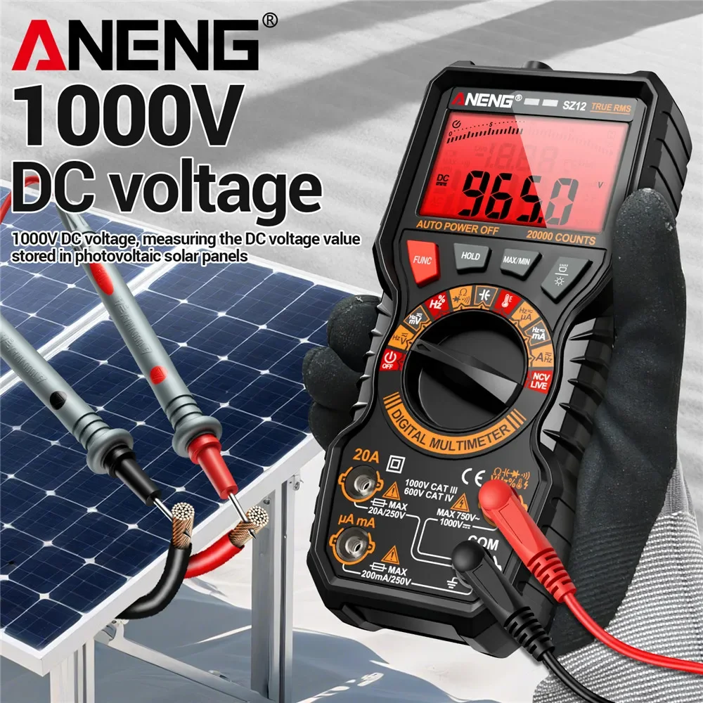 Digital Multimeter 1000V Current/Voltage Detection ANENG SZ12 20000 Count 99% Duty Cycle 100MOhm 20A Meter 10MHz Induction Teste