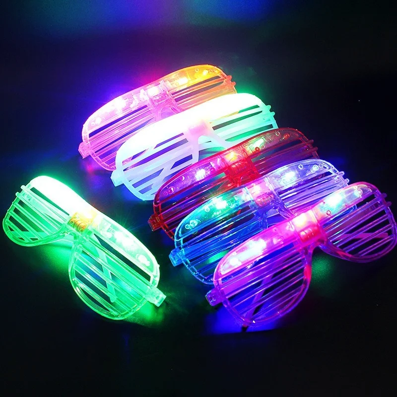 1pc adulto crianças feminino led óculos de sol luz festa brilho no obturador escuro neon flash natal aniversário decoração do casamento