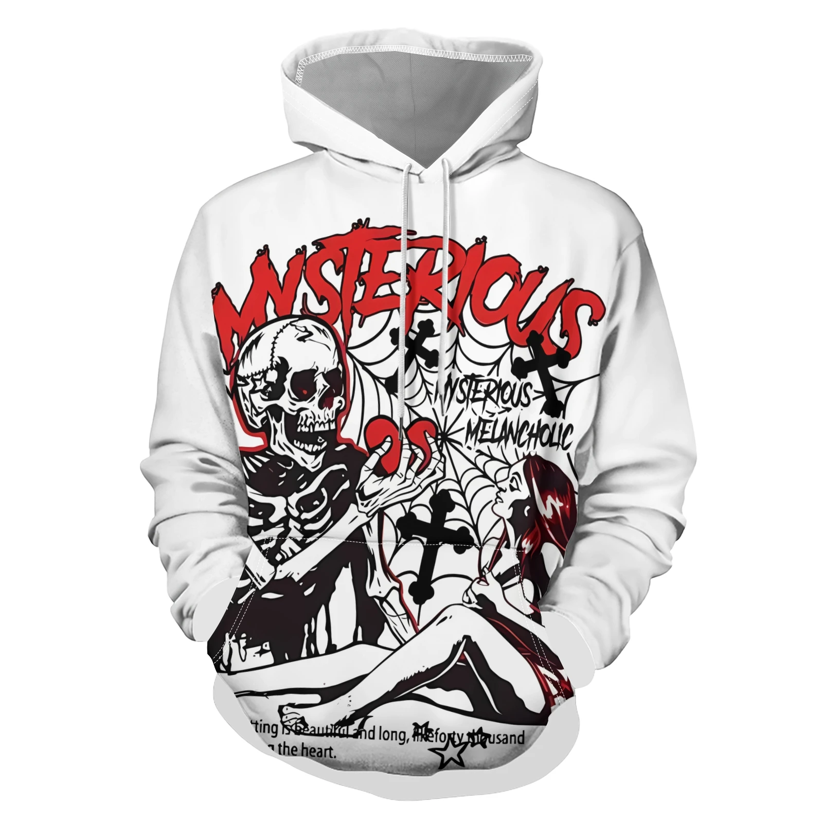 2024 American New Oversized Skull Print Hoodie Y2k Fashion Harajuku Hip-hop Street Dress Pullover Coats Men And Women Streetwear