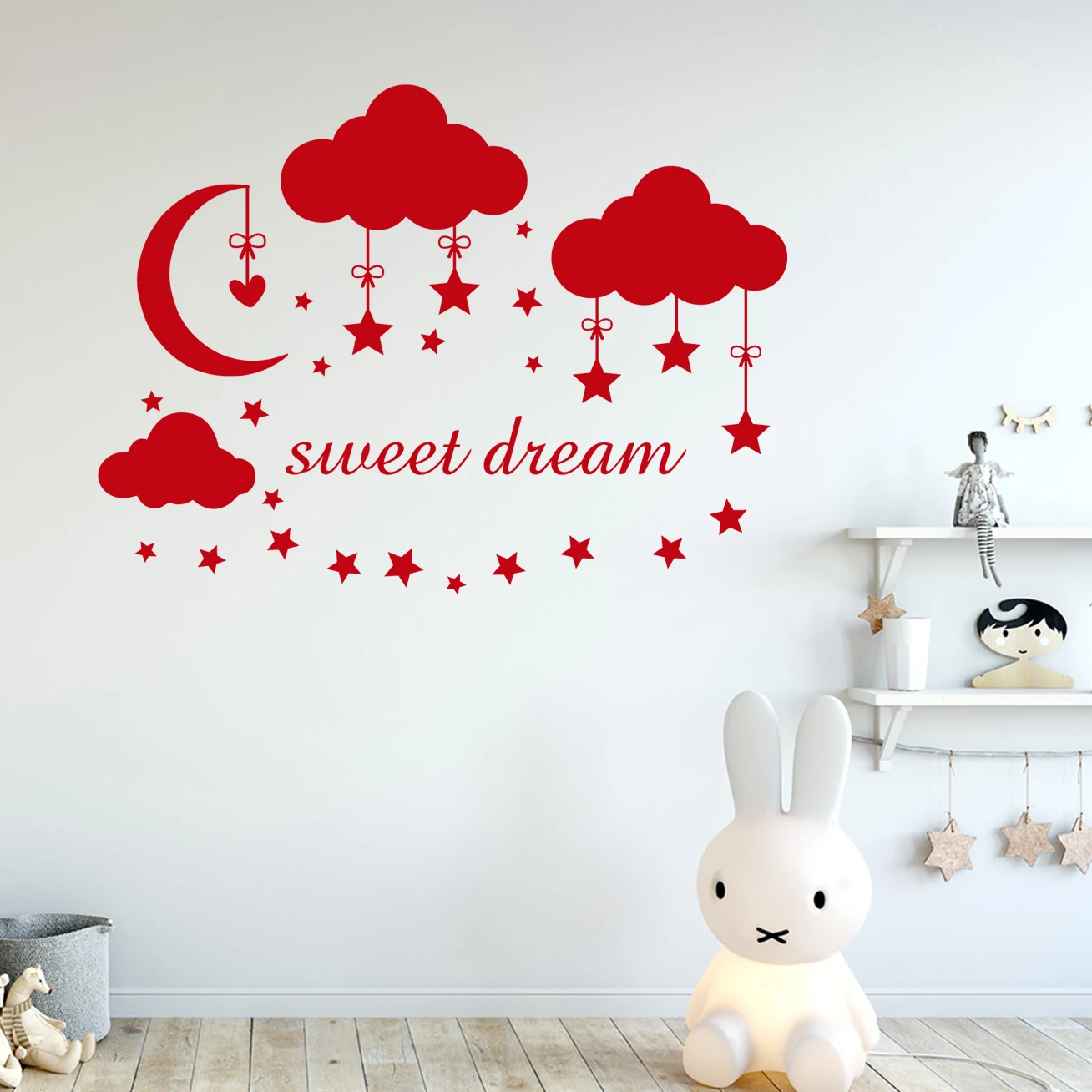 1 pc hot sale colorful Wall Sticker Moon Stars Vinyl Stickers For Kids Babys Room Decoration Decals Girls Bedroom Decor mural