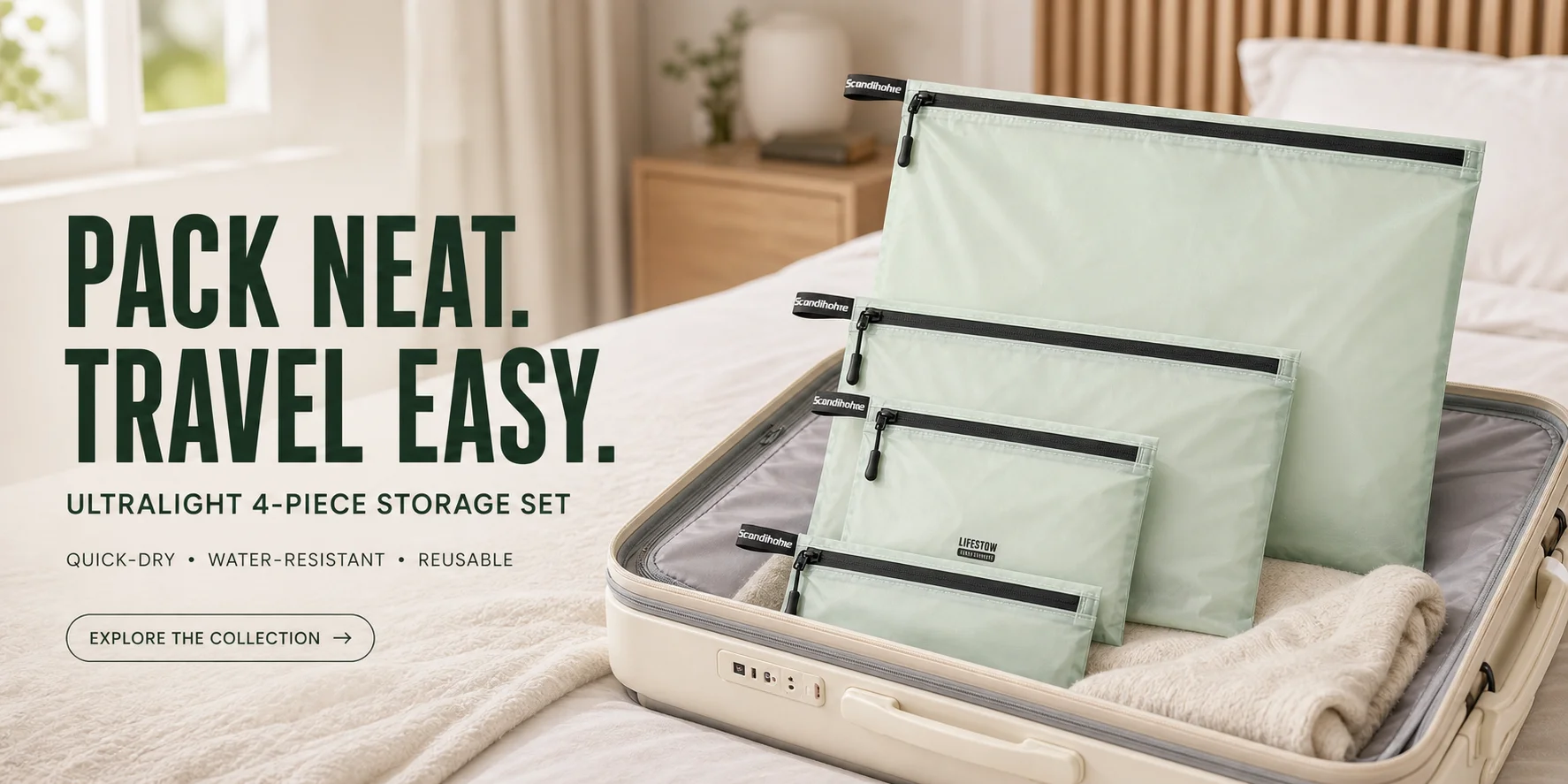 Reise-Aufbewahrungsbeutel mit Kordelzug, wasserdicht, leicht, für Kleidung, Verpackungswürfel, Organizer, mehrere Größen, für Socken, Schuhe, Gepäck – Detail 1