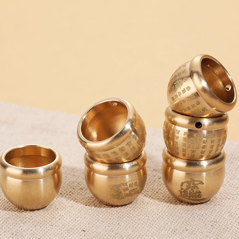 

2cm Feng Shui Fortune Wealth Brass Cornucopia Baifu Rice Cylinder Desktop Ashtray Study Small Ornament Gift Home Decoration