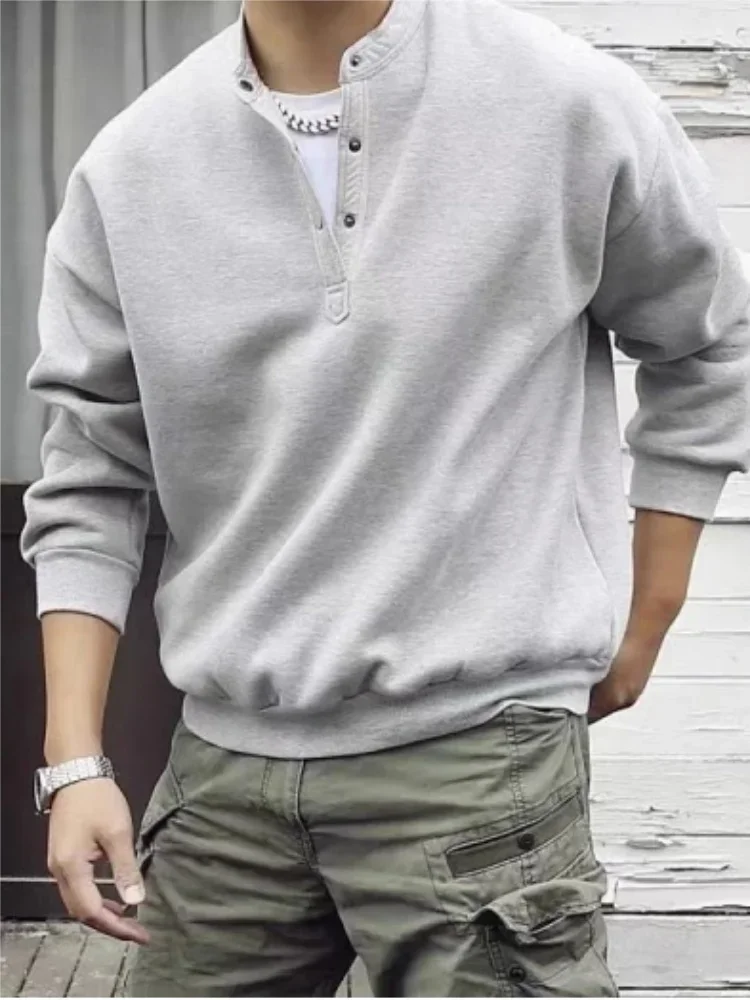 LIBIELIY Solid Round Neck Pullover Hoodie Men's Autumn And Winter New Fashion Brand Simple Loose Casual Long Sleeves Shirt Botto