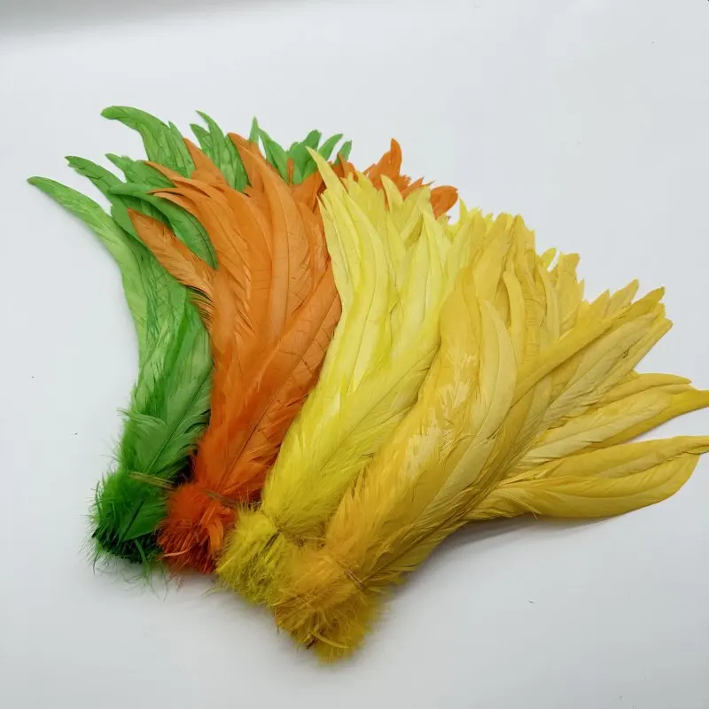 Rooster Tail Feather 100pcs/lot 25-45CM Plumes Natural Cock Mint Green Brown DIY Clothing Jewelry Accessories Stage Performance