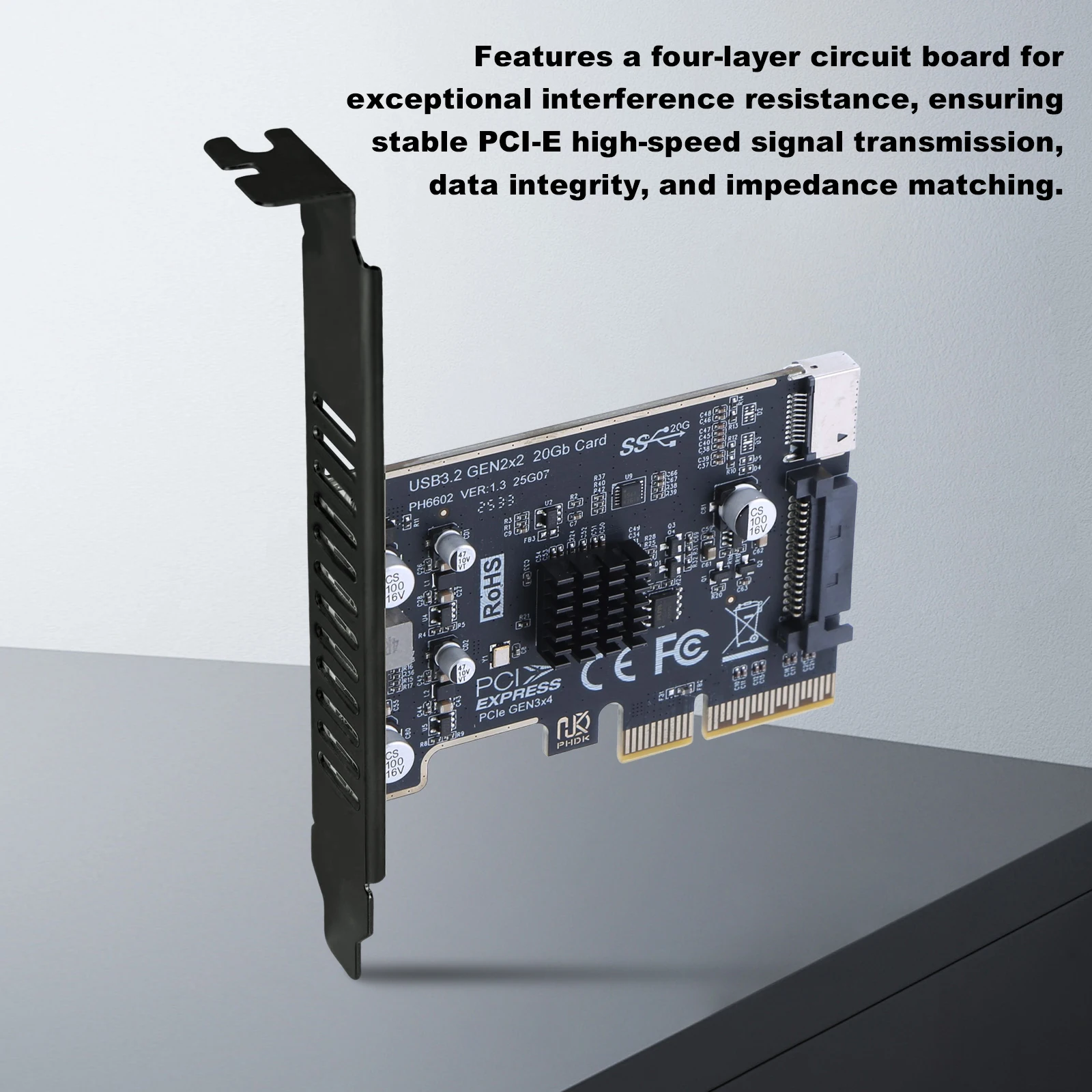 

PCIE To Type-E Expansion Card Expansion Card Riser Converter 20Gpbs Type E Express Card for Desktop PC Front Panel TYPE C