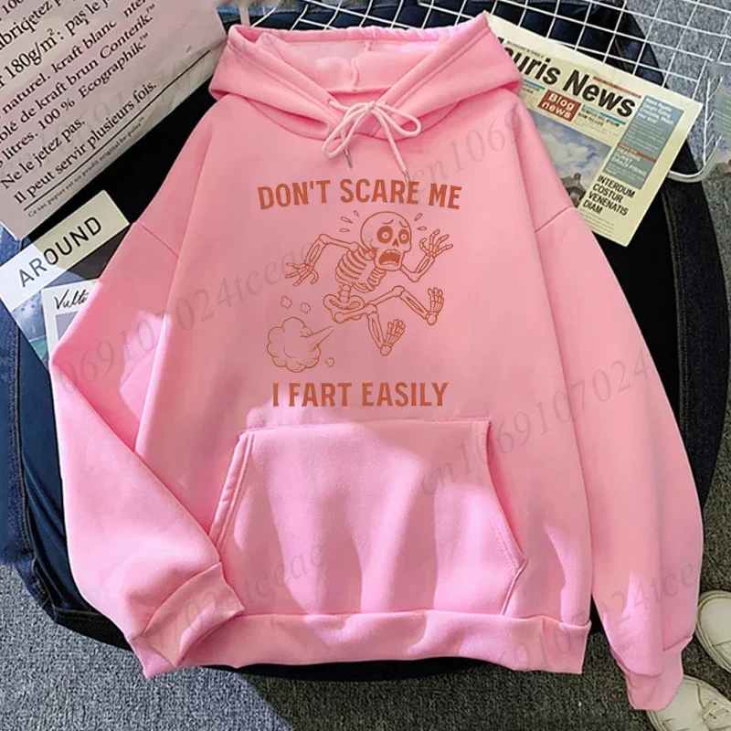 Don't Scare Me I Fart Easily Graphic Sweatshirts Family Matching Outfits Funny Skeleton Matching Hoodie Saying Funny Quotes Tops
