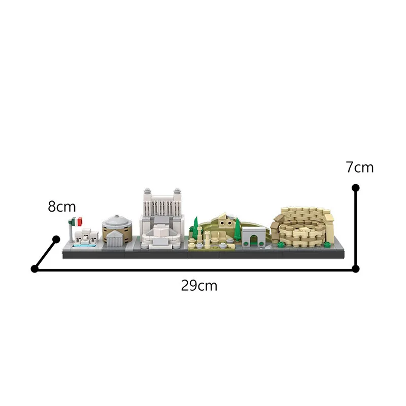 MOC Rome Skyline Italy City Skyline Architecture Street View DIY Building Blocks Modern House Scene Model Toy For Children Gifts
