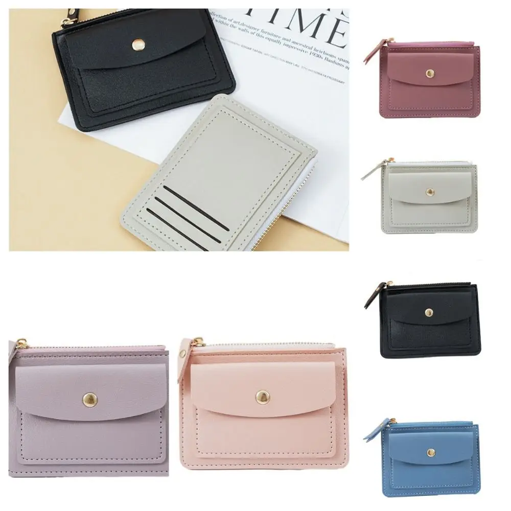 

Fashion Multifunctional Leather Coin Purse Square Zipper Hasp Wallet Credit Card Holders Small Short Credit Card Holder Ladies
