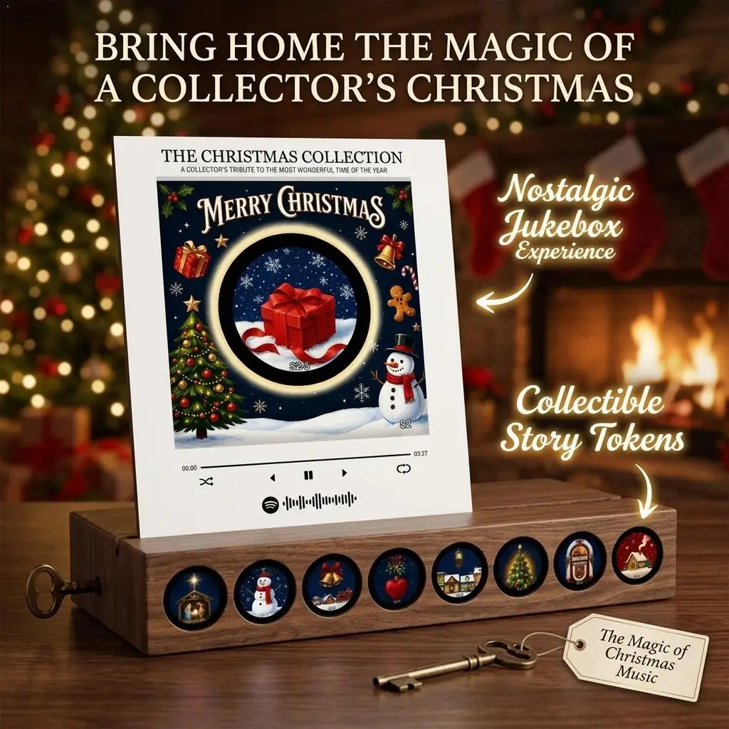 2026 Weihnachts-Musikbox Kühlschrankmagnet Ambiente-Nachtlicht Acryl-Musikplayer mit 9 austauschbaren Discs Kühlschrankdekoration