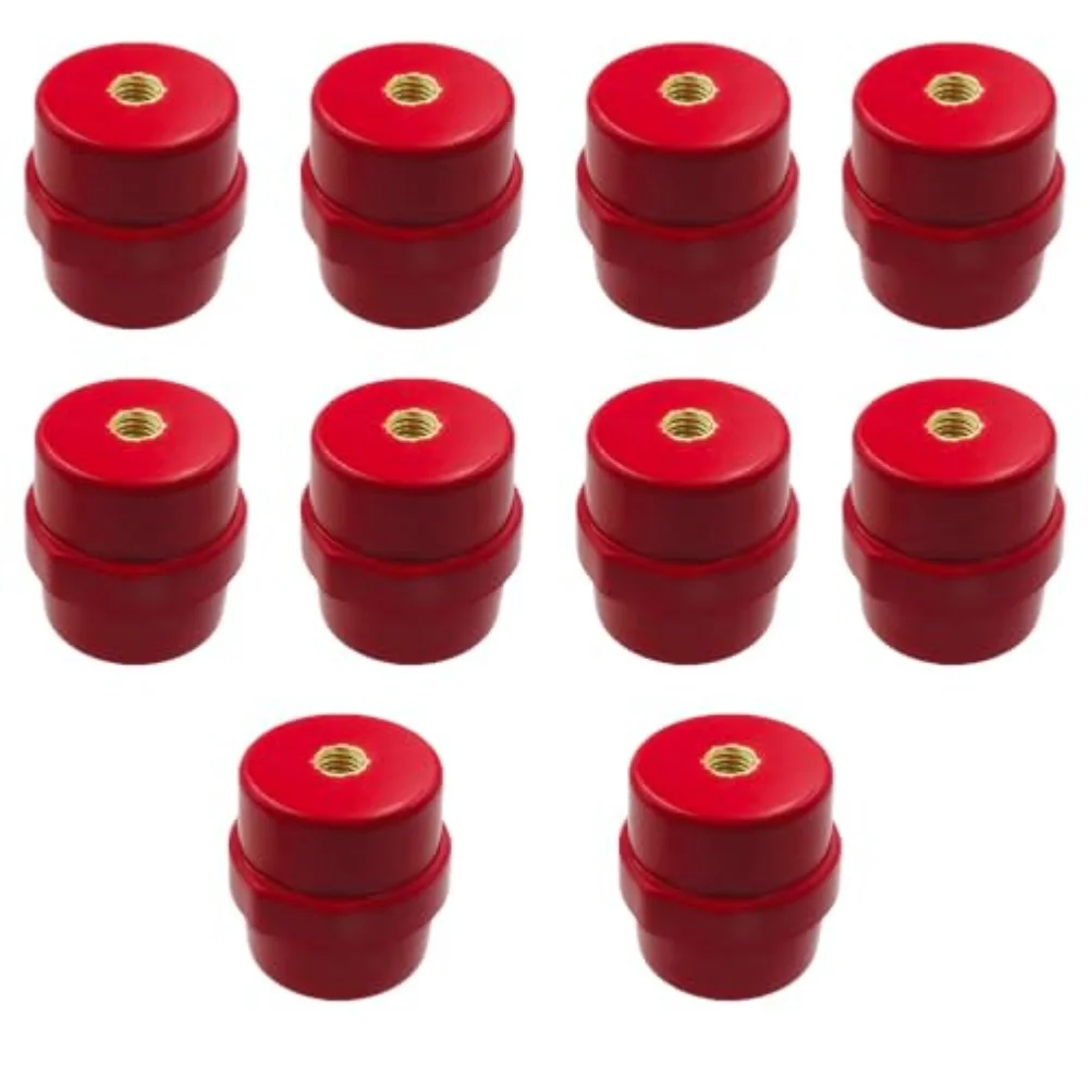 

10PCS Busbar Insulator Polyester Bracket Busbar Insulator Support Component Red Busbar Insulators Power Tools