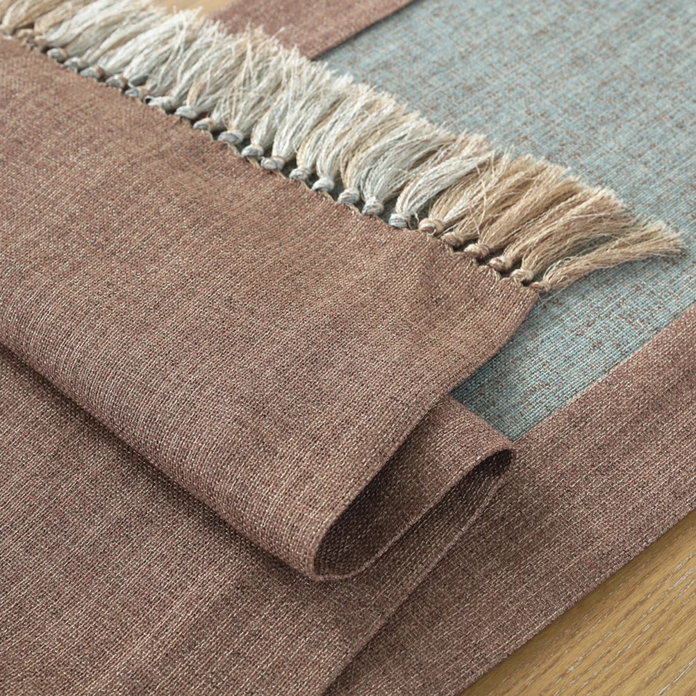 

Double Tassel Table Cloth Cotton Linen Design for Party Decoration Warm Atmosphere Blue Size 1 Party Table Cloth