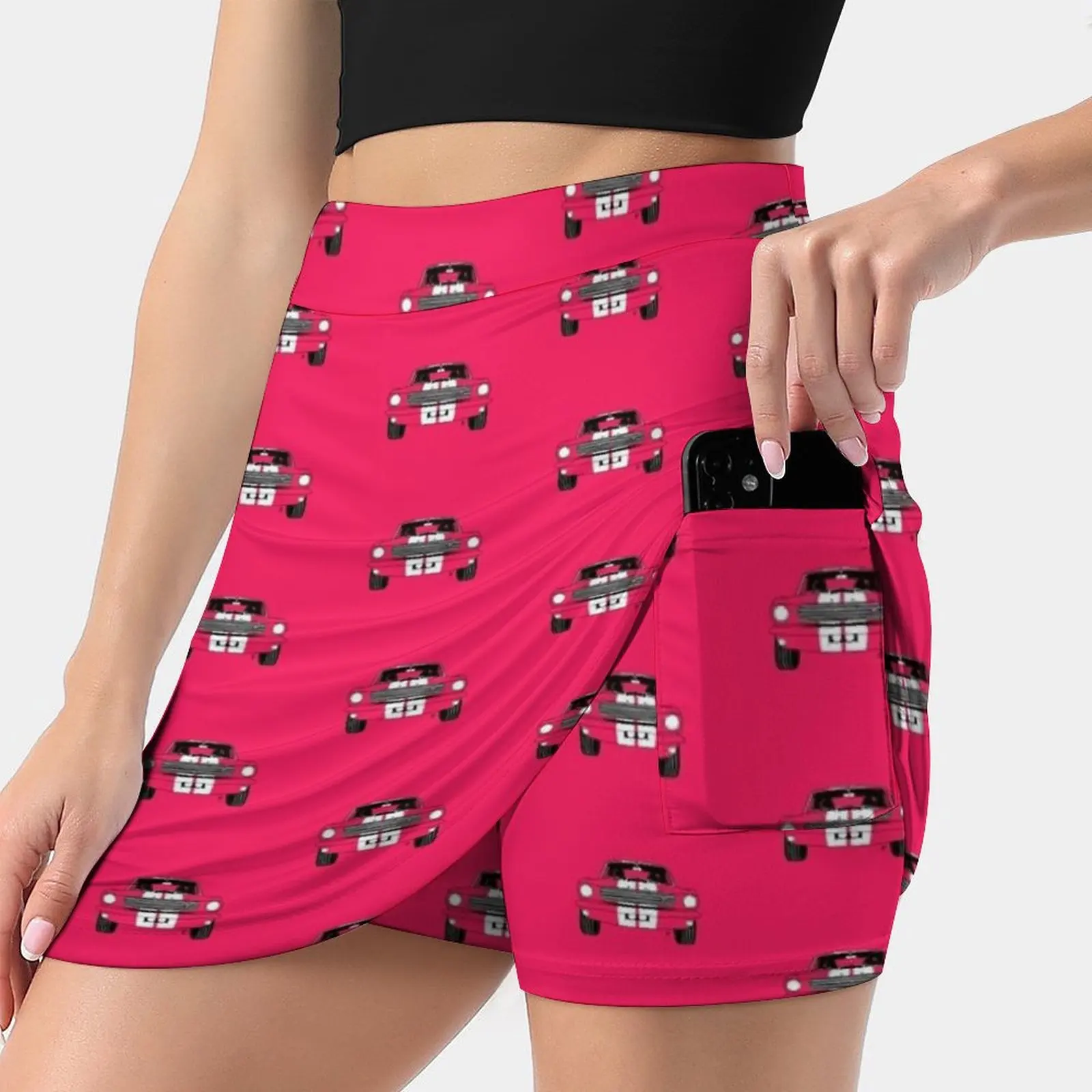 Shelby Neon Pink Background Skirts Woman Fashion 2022 Pant Skirt Mini Skirts Office Short Skirt Shelby Car Vehicle Cardrawing