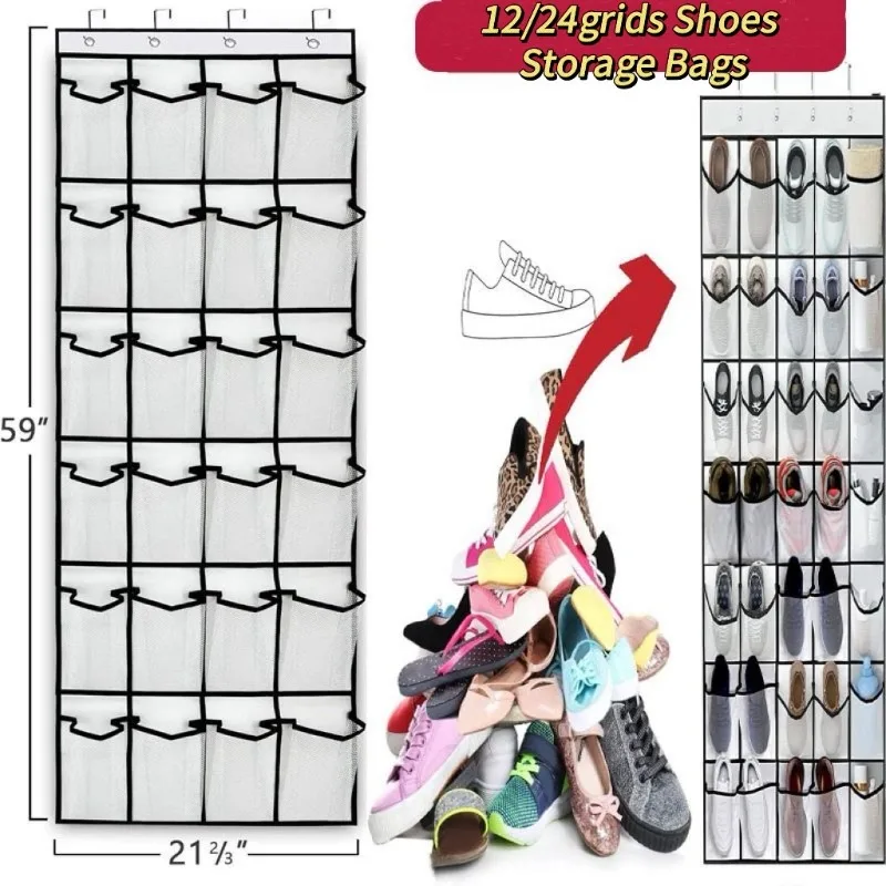 Shoemaker Over The Door Shoe Rack with Large Mesh Pockets Hanging Shoe Organizer for Closet Hanging Shoe Rack Holder Hanger