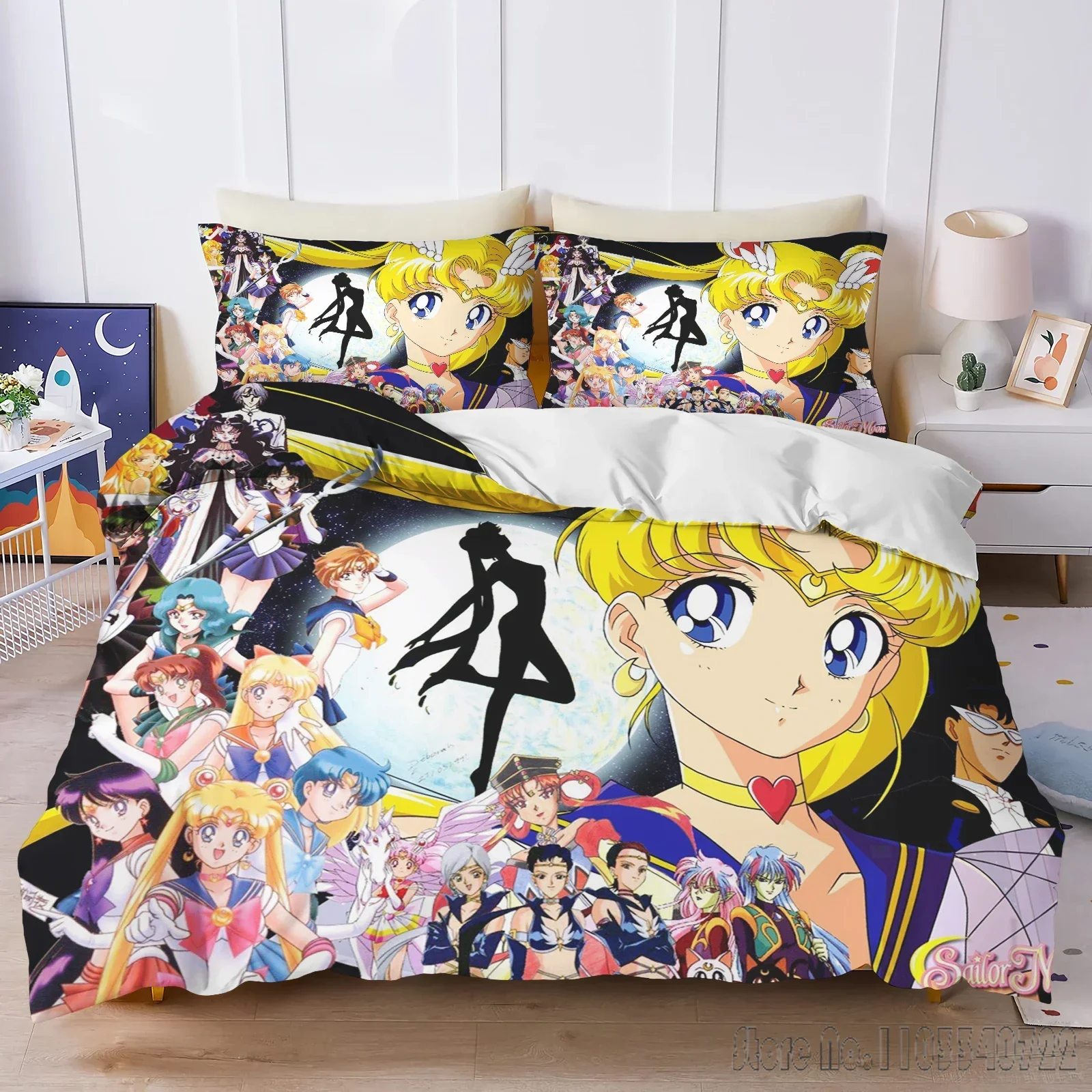 Sailor Moon Anime Home Love Child Duvet Cover Set HD Comforter Cover Bedclothes for Kids Bedding Sets Bedroom Decor