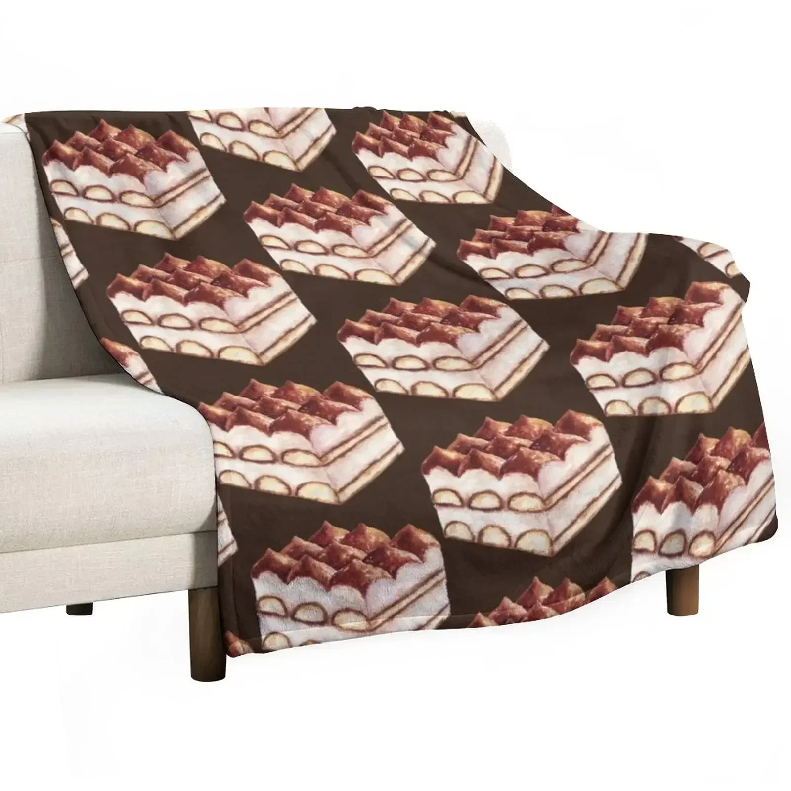 Italian Tiramisu Cake Throw Blanket Soft Plaid Decorative Throw Cute Plaid Blankets