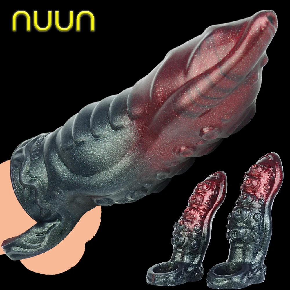 NUUN Soft Silicone Penis Sleeve Cock Ring Extender Delay Ejaculation for Couples Tentacle Dildo Cock Enlarger Sex Toys for Men