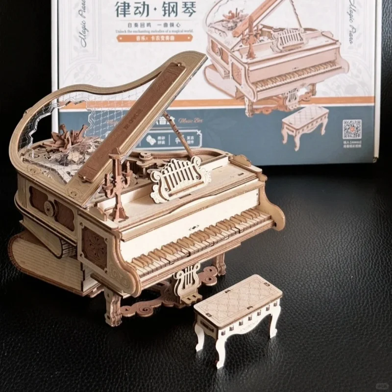 لتقوم بها بنفسك صندوق تشغيل الموسيقى الخشبي عيد الميلاد حلم هدية مصنع ثلاثية الأبعاد الألغاز الخشبية نموذج أطقم بناء أفضل الهدايا للأطفال البالغين هدية الكريسماس #2