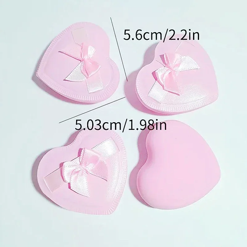 2/5pcs Heart-Shaped Bow Cotton Candy Air Cushion Powder Puffs for Dry & Wet Use Makeup Sponge