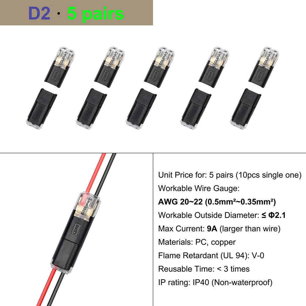 Connecteur de fil électrique de borne de câble, pince de nuit, épissure rapide, serrure scotch, CriAJfor, LED, kit de joint de câblage de voiture, accessoires d'outils