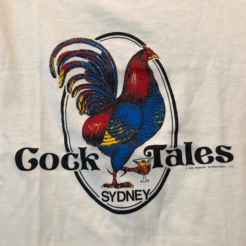 Retro Chicken Story Movie Design Short Sleeve Pure Cotton Small Collar T-Shirt Unisex Trendy Cotton Tee Summer Casual Wear