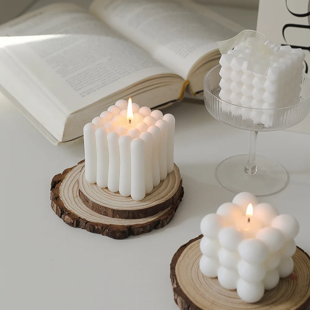 Vela perfumada de cubo de burbujas 3D, decoración del hogar, velas hechas a mano, velas de cumpleaños y bodas, accesorios de decoración para habitación para fotos, estilo Ins