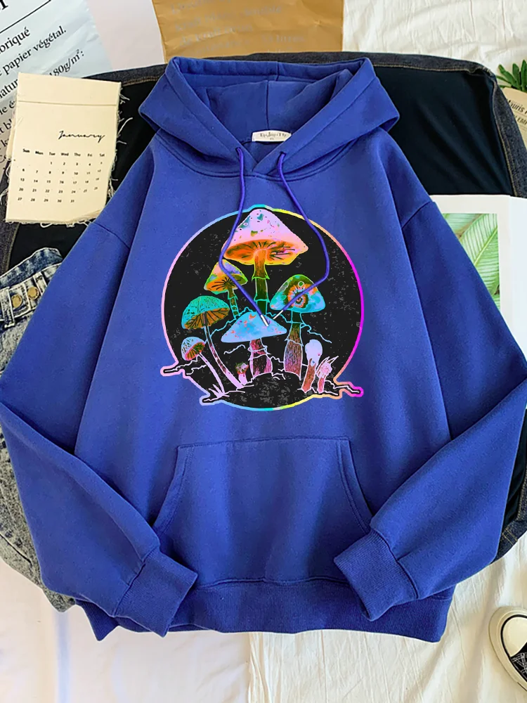 Tuin Van Shrooms Kleurrijke Neon Stijl Mode Straat Prints Hooded Vrouwelijke Mode Kleding Oversized Kleding Losse Vrouwen Hoody