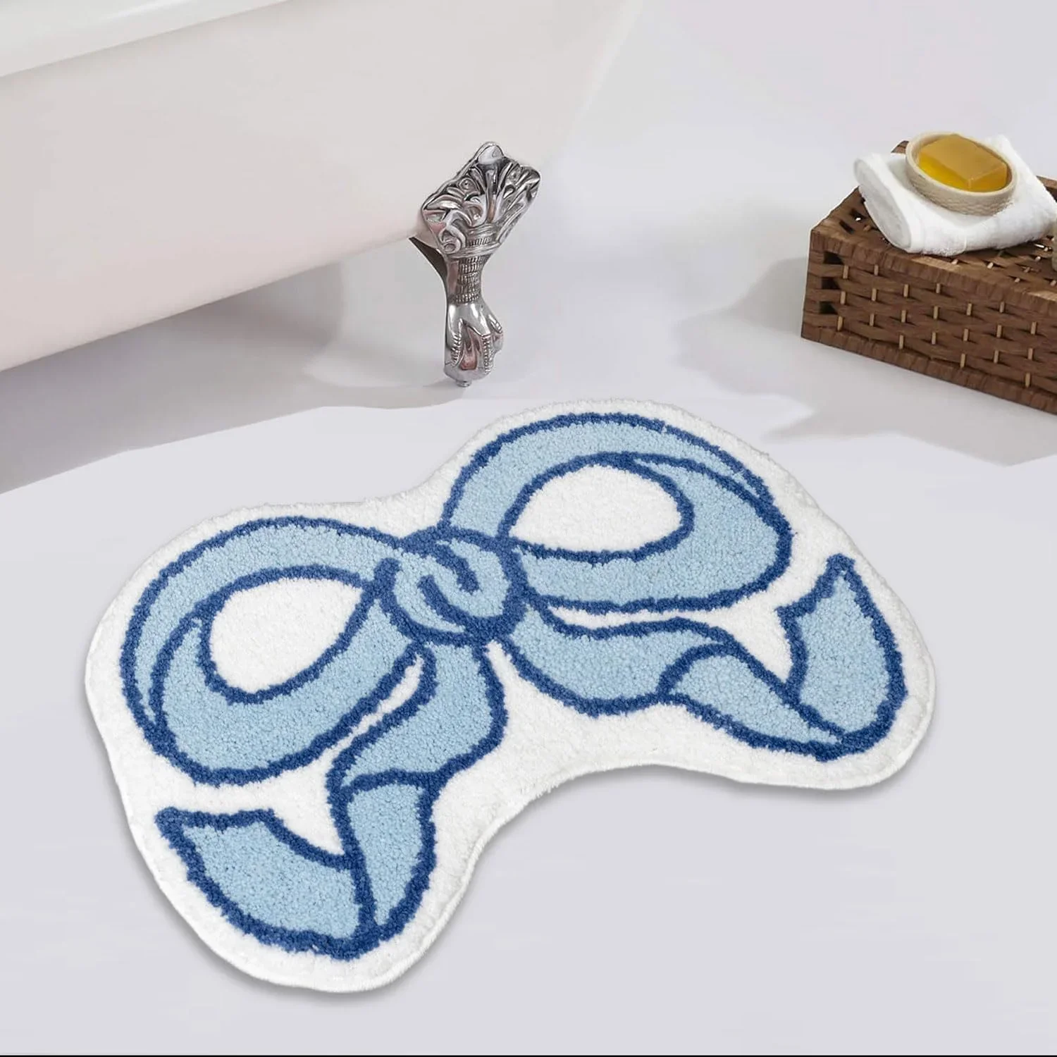 VIKAMA Kreativer Schleifenteppich für Wohnzimmer, Schlafzimmer, Küche, Badezimmer, saugfähig, maschinenwaschbar, Fußmatte, Heimdekoration, Mattente – Detail 3
