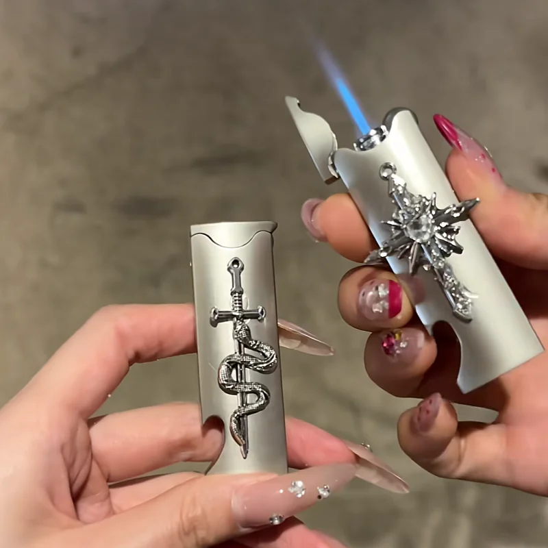 New Outdoor Portable Bottle Opener Lighter Windproof Direct Spray Flame Fashionable Handmade Lighter Personalized Smoking Gift
