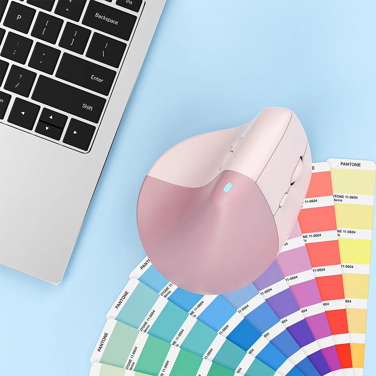 

Wireless Dual-mode Vertical Mosue 2.4G BT Connection Ergonomics Design Low Noise Button Rechargeable Wide Compatible Office Use