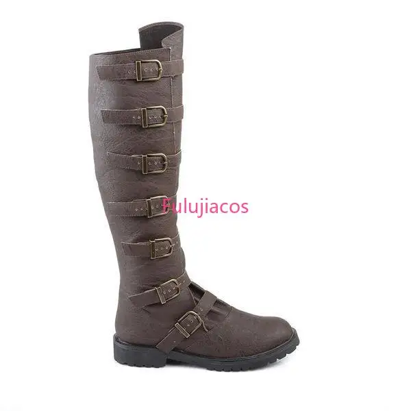Fulujiacos Motorcycle Boots Mid-calf Military Combat Boots Gothic Belt Punk Men Shoes Tactical Army Boot Large
