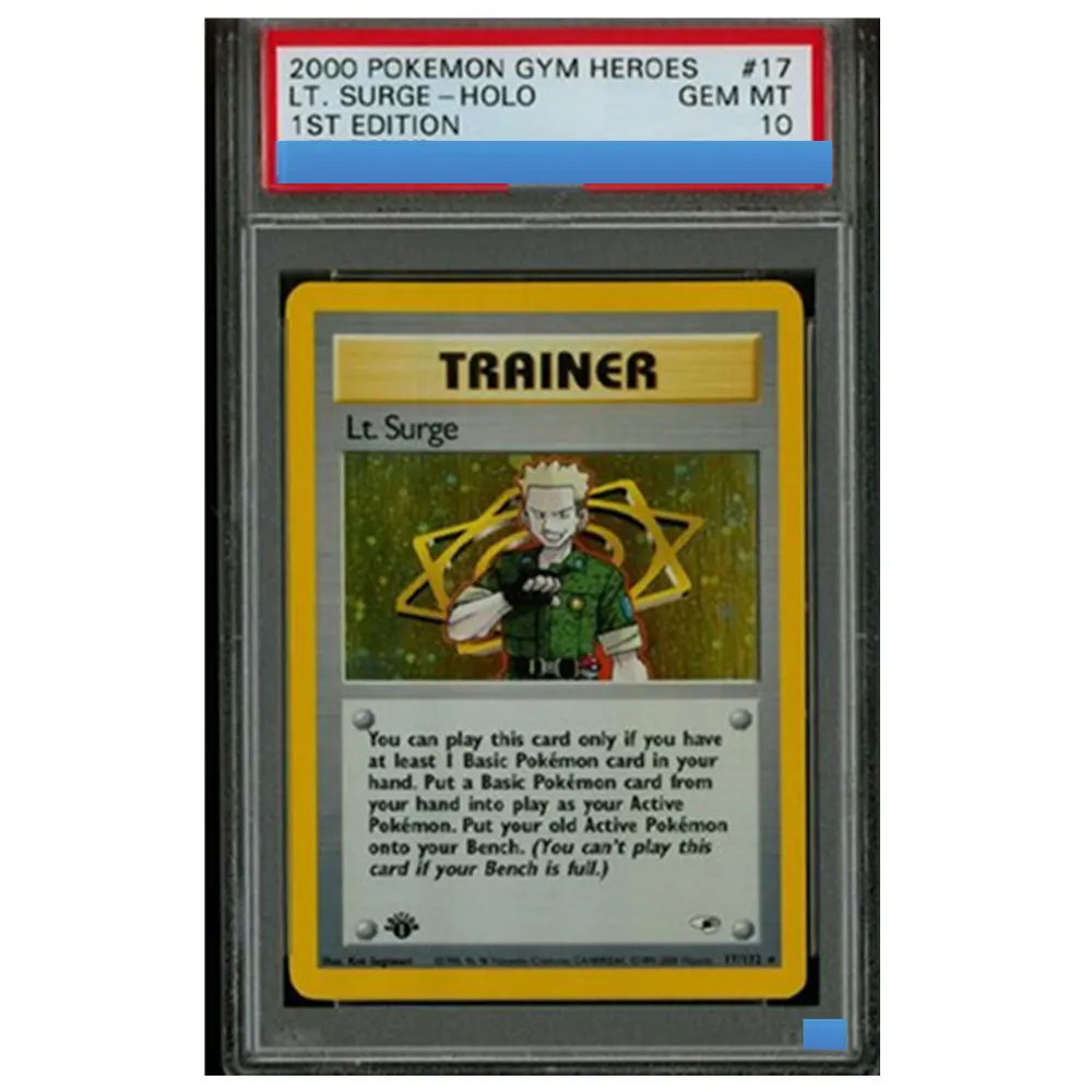  Proxy 2000 POKEMON GYM HEROES # 17 LT. SURGE-HOLO 1ST EDITION Carta da Collezione con Autenticazione e Gradazione 10