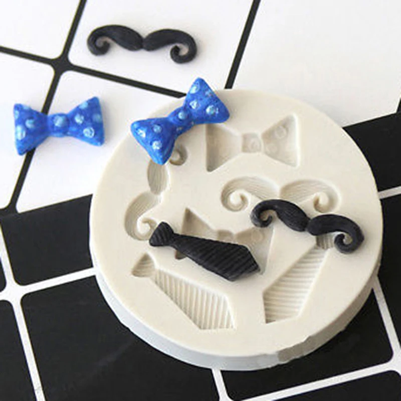 Silicone Beards Mustache Bow Tie Fondant Mould Cake Sugarcraft Chocolate Mold