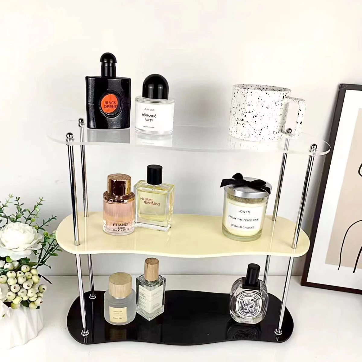 3-laags acryl desktop opbergrek waterbeker parfum badkamer tafelblad cosmetica opslag sieraden display frame organizer