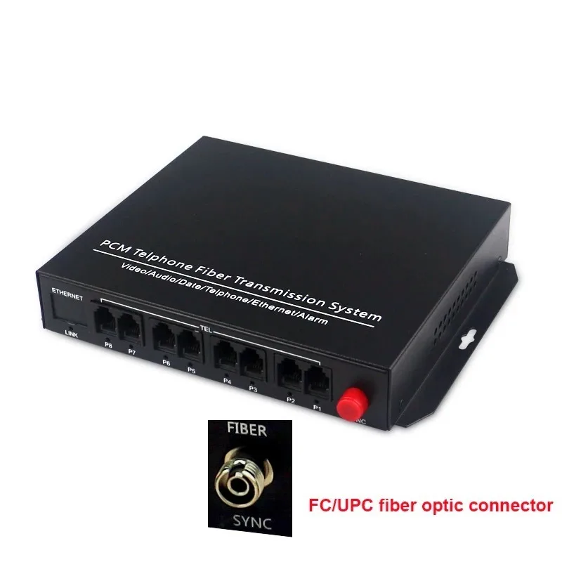 Multiplexor de fibra de voz única Fxs/fxo Pots, 8 puertos Rj11, convertidor de línea telefónica sobre fibra, extensor de línea telefónica Rj11