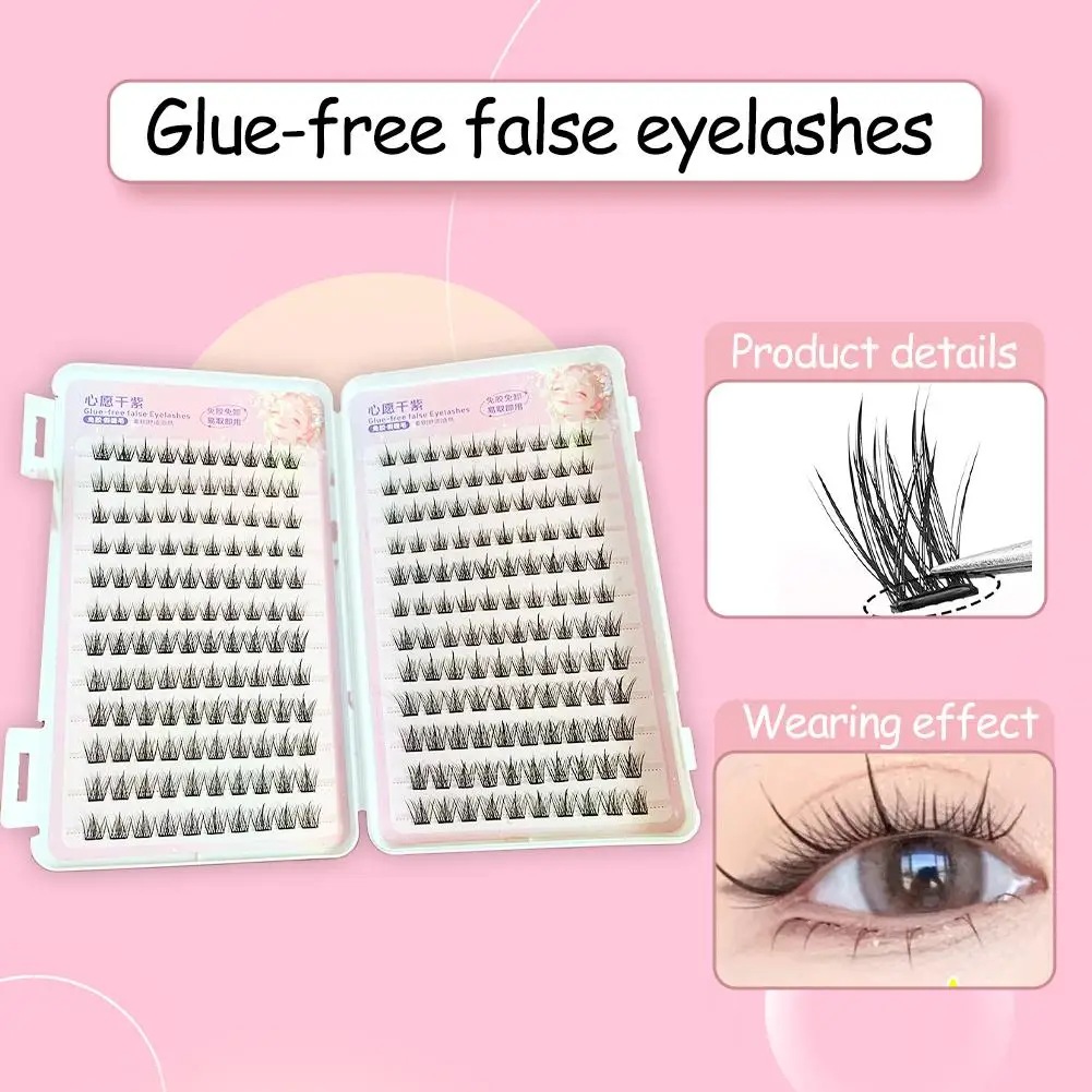 Wimperboek met grote capaciteit Natuurlijke pluizige lijmvrije valse wimpers DIY individuele wimperverlenging lange clusterkit