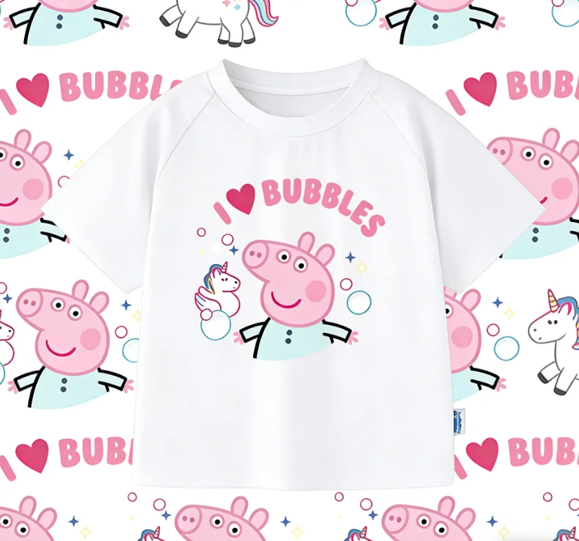 

Peppa Pig 2026 Summer Cartoon Graphic Print Hasbro Brand Children and Unisex T-shirt Casual Loose Breathable Y2k.