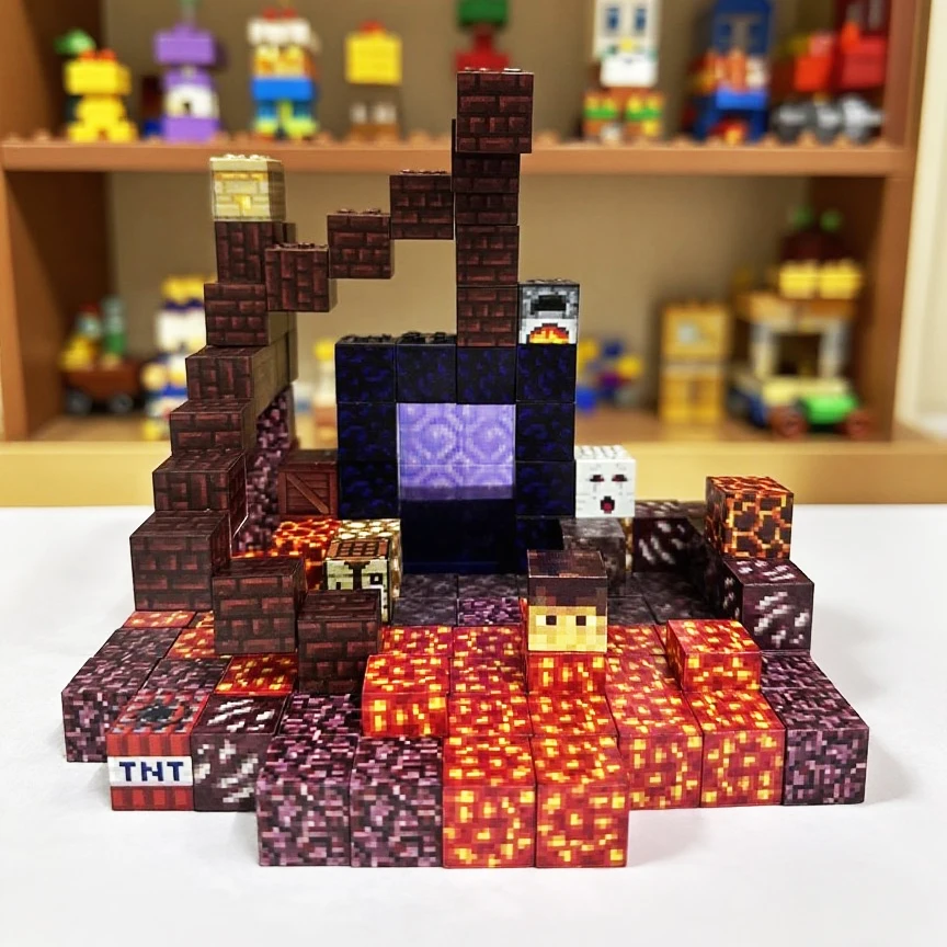 132 Pcs STEM Sensory Toy  Magnetic Building Block Magnet Cube Mine World Set for Boy Girl Kid Age 3+ DIY Model Children